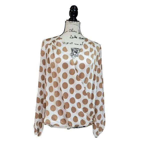INC International Concepts Polka Dot Satin Faux Wrap Blouse Top - Size Small - Picture 1 of 10